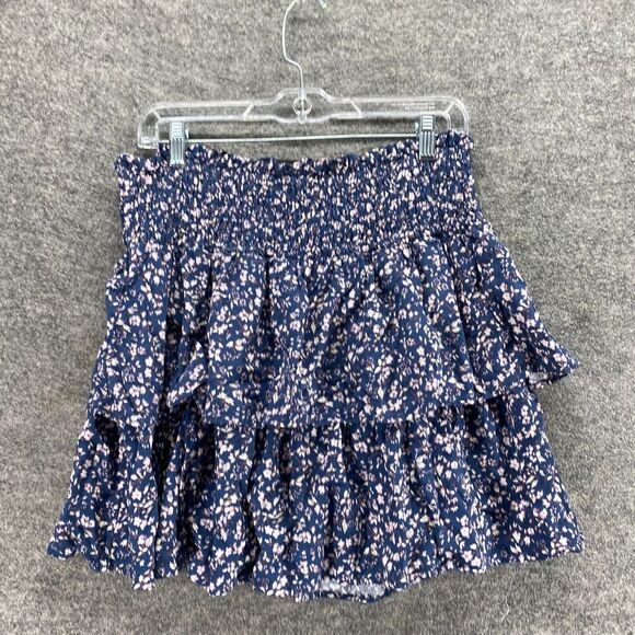 5/$45 WallFlower Skirt Women XL Blue Floral A-Line Midi Ruffle Lined Pull On - Picture 3 of 9